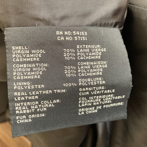 Andrew Marc Mara Wool Cashmere Coat Rabbit Fur Leather Trim Black - Picture 7 of 16